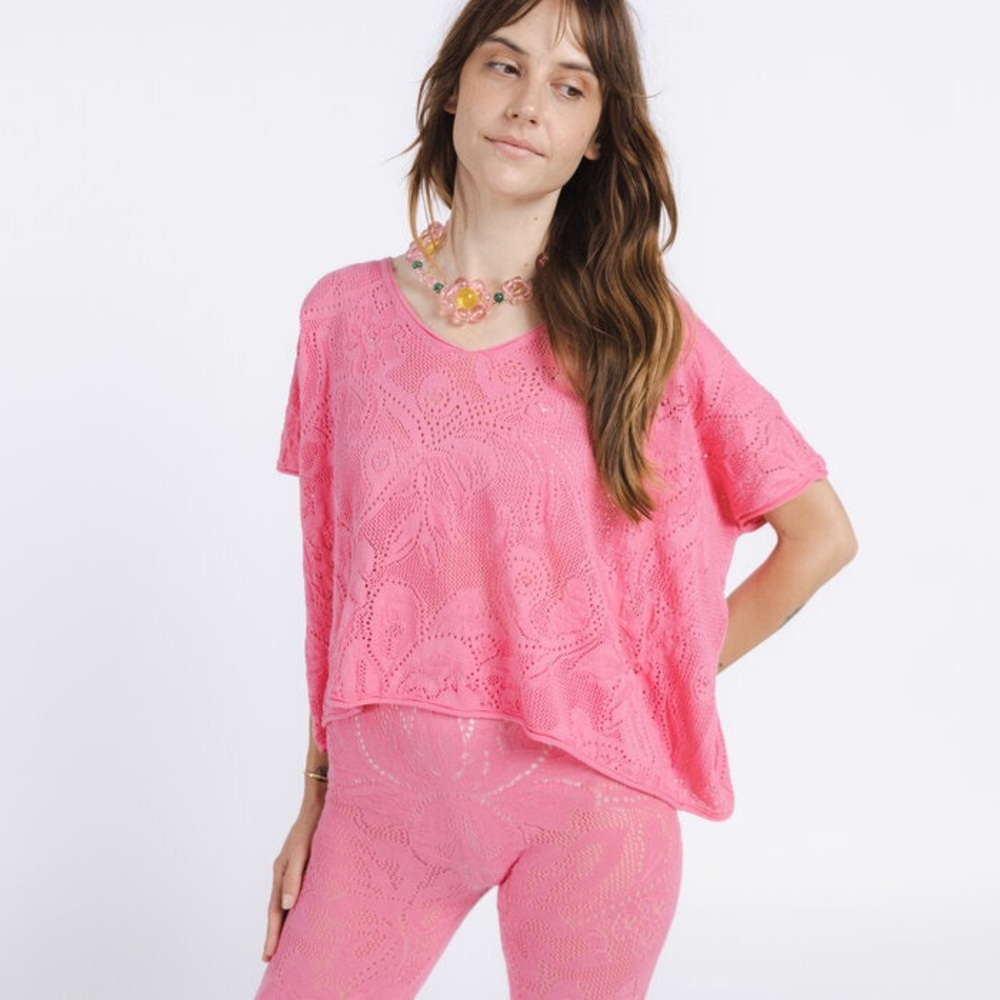 Misha & Puff Lace Cropped T - Bloom